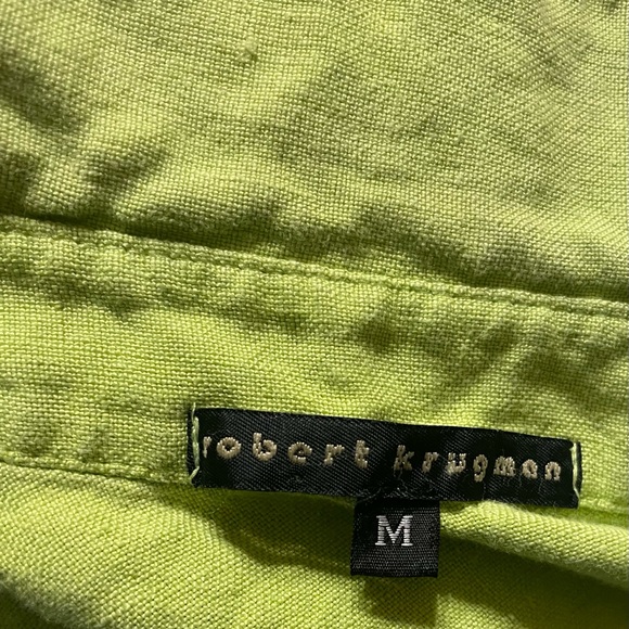 100% Linen, Pistachio Color Button down shirt-Regular collar. Size: Medium - Picture 3 of 5